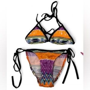 NWT Choice by Bluewave Multicolor Triangle Bikini Set Women’s XS String Tie Swim